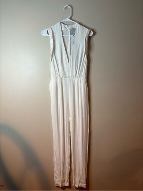 Addison White V-Neck Straight Leg Cap Sleeve Jumpsuit NWT